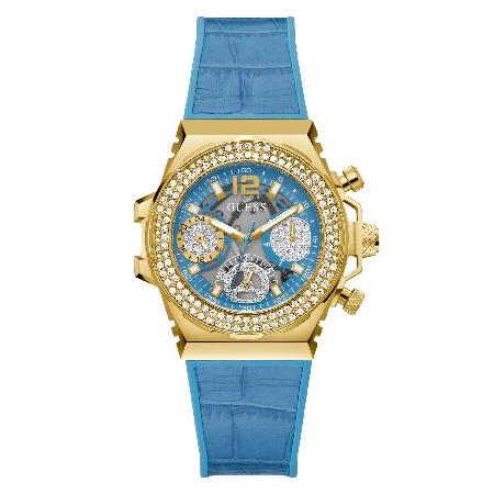 GUESS レディース 36mm 腕時計 - ターコイズストラップ ターコイズダイヤル ゴールドトー...