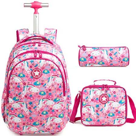 Jasminestar Rolling Backpack for Girls 18inch with...