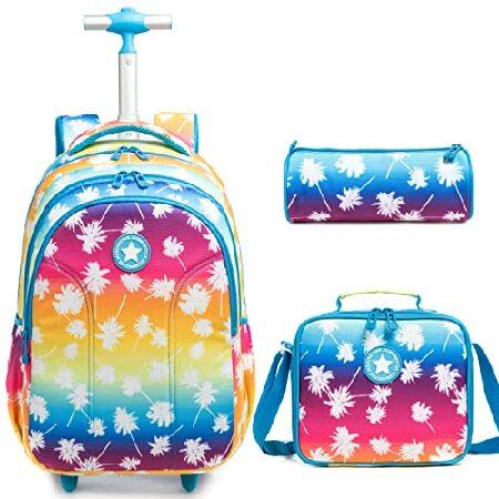 Jasminestar Rolling Backpack for Girls 18inch with...