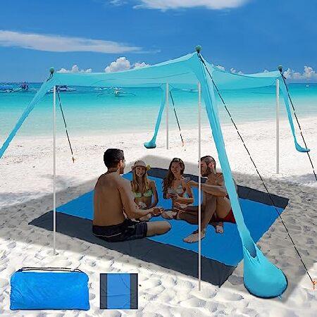 Beach Canopy Tent Sun Shade with Beach Blanket, Be...