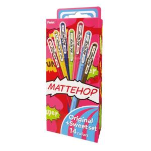 ぺんてる　ゲルインキボールペン　マットホップ　MATTEHOP　1.0mm　オリジナル+スイート14色セット　K110-V14ST