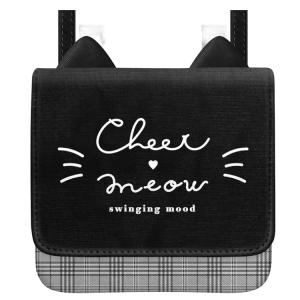 CHEER MEOW ショルダーひも付どこでもポッケ ブラック ポケットポーチ クリップ 小物収納 ティッシュポケット付き 学校 125704｜cast-shop