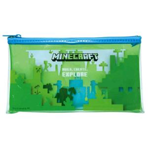 Minecraft ビニールフラットポーチ ブルー マインクラフト ペーパークラフト 565855｜cast-shop