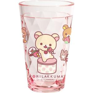 リラックマ アクリルカップ ピンク クリアカップ コップ ダイヤカット 340ml｜cast-shop