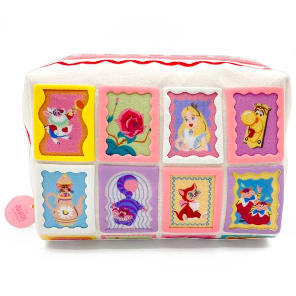 ふしぎの国のアリス パフプリントポーチ 集合 コスメポーチ 化粧ポーチ コスメケース 小物入れ ボッ...