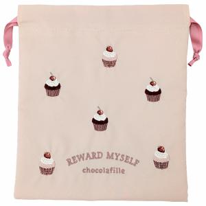 ショコラフィーユ 巾着 チョコカップケーキ 894468 スイーツ柄 刺繍 セールラッピング不可の商品画像