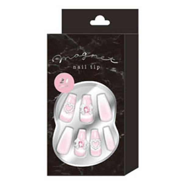 ベイビーピンク マグネットネイルチップ バレリーナ 963034 水光マグネットジェル ギャル爪ロン...