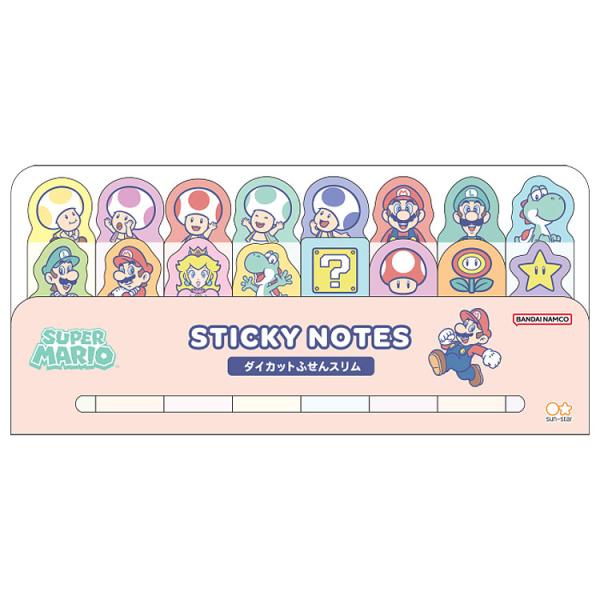 スーパーマリオ ダイカット付箋スリム 味方 791715 SUPER MARIO パステルカラー サ...