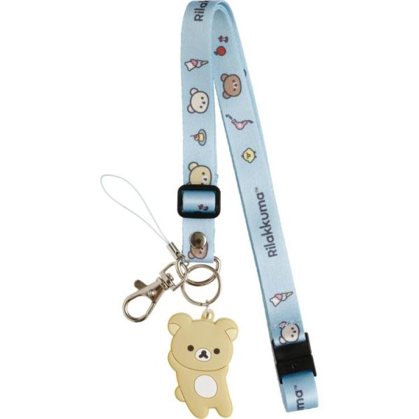 リラックマ ネックストラップ リラックマ BASIC RILAKKUMA ブルー マスコット付 調整...