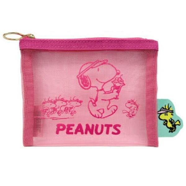 スヌーピー メッシュミニポーチ ピンク  PEANUTS WOODSTOCK&amp;SNOOPY  第2弾