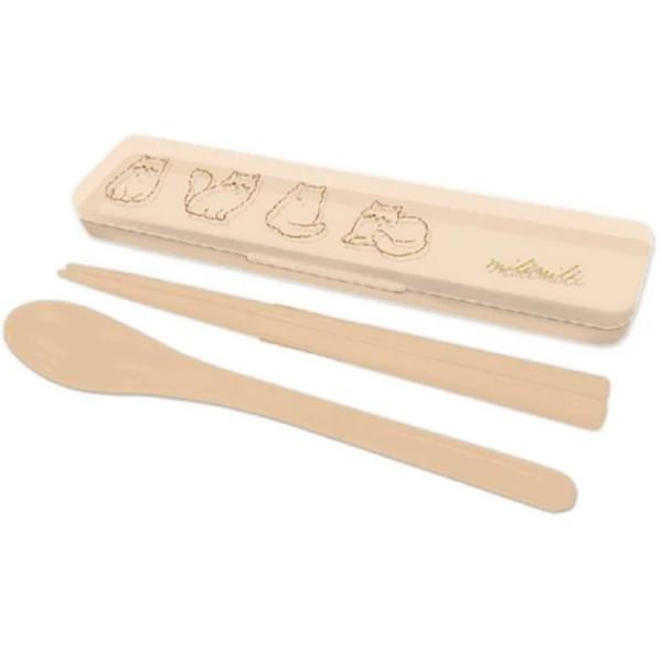 ミリミリ 抗菌 箸&amp;スプーンセット ネコ 990856