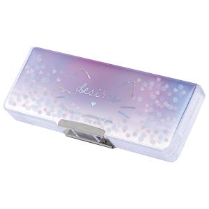 かわいい刺繍の筆箱 紺 両面 アルロック筆入れ 小学生女の子に人気の