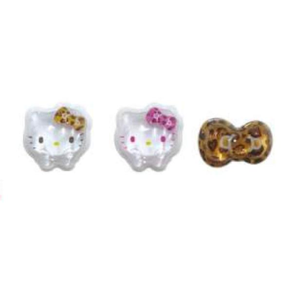 ハローキティ マルチデコパーツ 3P ヒョウ柄 ぷっくりパーツ デコ デコレーション ネイルアイテム...