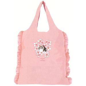 mofusand×日比谷花壇 エコバッグFrilly ピンク 044132 モフサンド ぢゅの 猫 HIBIYA-KADANコラボ