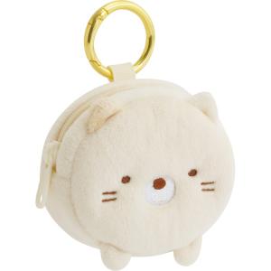【10月中旬以降〜出荷】すみっコぐらし ぬいぐるみミニポーチ ねこ カラビナ付 オフホワイト