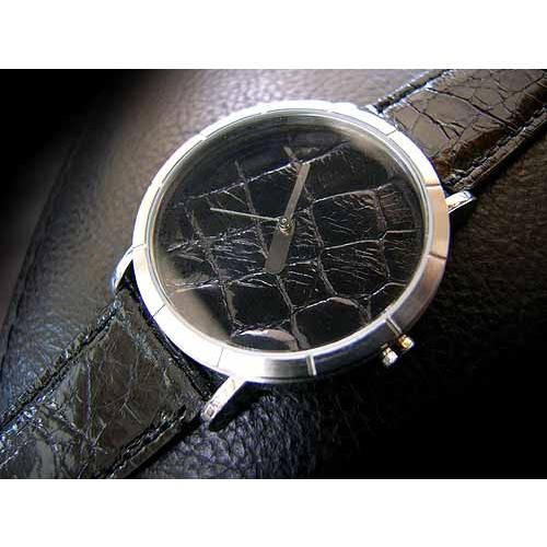 EARNEST WATCH レザー文字盤【サイドワニ黒】