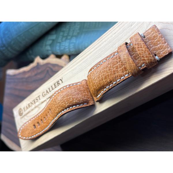 オーダーメイド/パネライ純正バックル用 /和製イノシシ革キャメル　20mm,22mm,24mm,26...