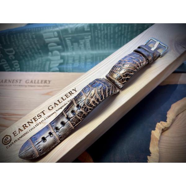 珍品一点もの！24mmクロコ菊の御紋、カッパーメタル、撥水、尾錠付き！