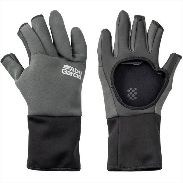 【訳あり】アブガルシア 防寒手袋 ロングカフスNPグローブ3フィンガー パームレス L グレー