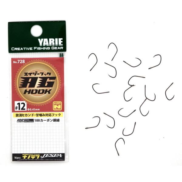【ネコポス対象品】ヤリエ シングルフック 728 AG エイジーフックナノテフ12号 ￥500パック
