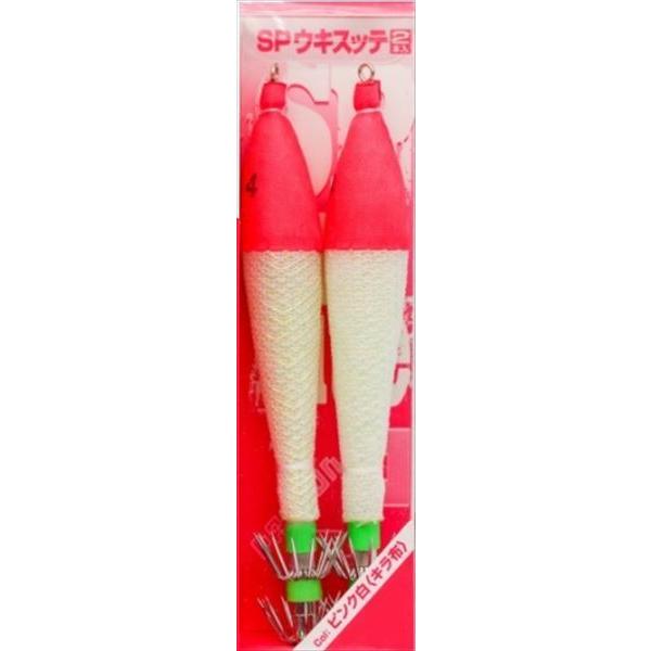 【ネコポス対象品】マルシン漁具 スッテ SPウキスッテ 4号 ピンク白キラ布 (2個入)