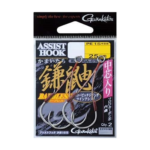 【ネコポス対象品】がまかつ　バラ　アシストフック鎌鼬ショート中芯入ＧＡ０１０＃３／０ アシストフック