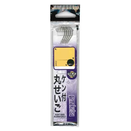 がまかつ 糸付 ケン付丸セイゴ 白 14号-ハリス4 針