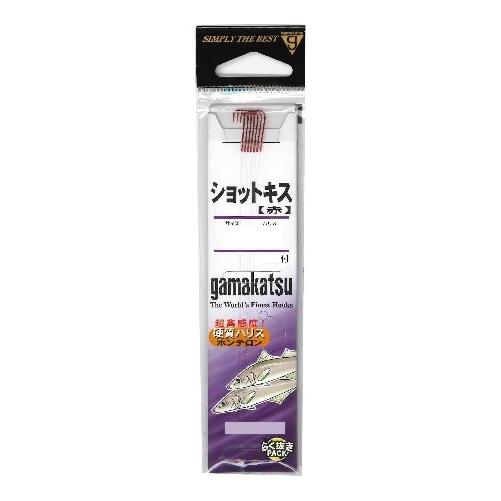 がまかつ　糸付　ショットキス（赤）　６号−ハリス１ 針(qh)