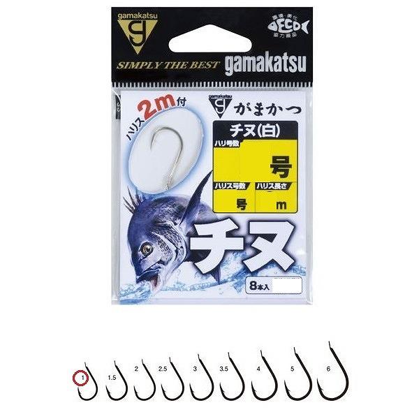 がまかつ　糸付　チヌ　白　２m　針１号−ハリス１号