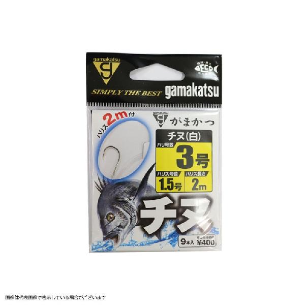がまかつ 糸付 チヌ(白) 2M 3号-ハリス1.5号