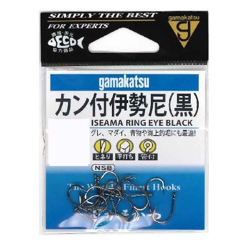 【ネコポス対象品】ガマカツ カン付伊勢尼(黒) 12号 針