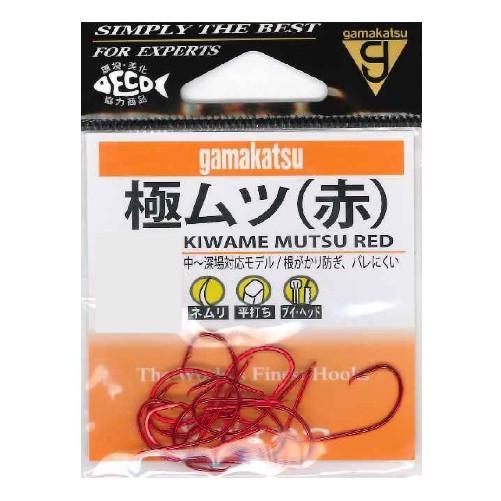 【ネコポス対象品】がまかつ 極(キワメ)ムツ(赤) 15号 針