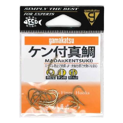 【ネコポス対象品】ガマカツ ケン付真鯛 金 12号 針