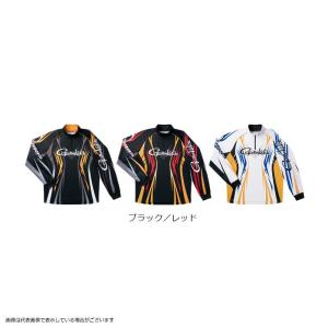 がまかつ GM3503 2WAYプリントジップシャツ ブラック／レッド M