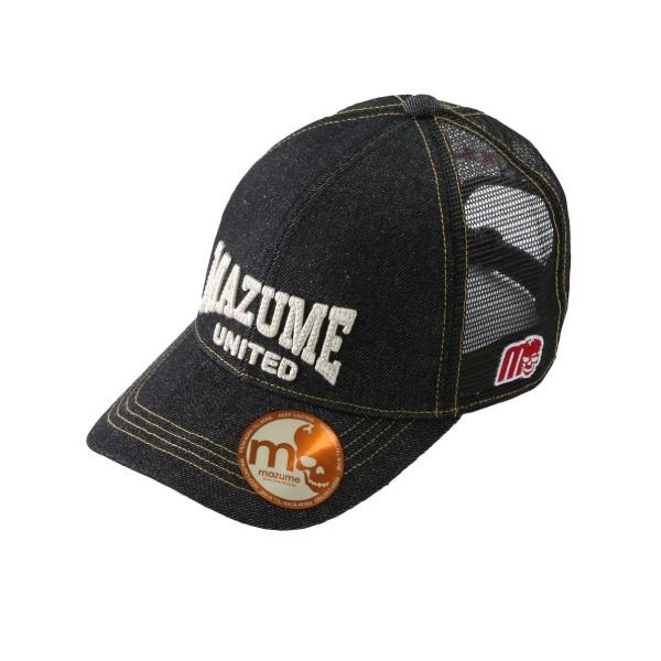オレンジブルー 帽子 MZCP-948 mazume メッシュデニム CAP ブラック×ゴールド フ...