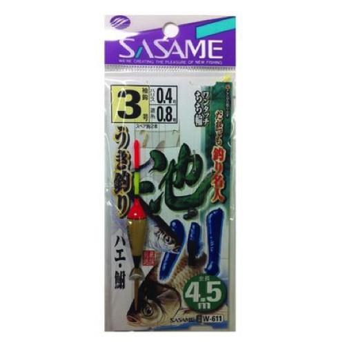 【ネコポス対象品】ササメ W-611 池・川ウキ釣リ 4.5m 3-0.4 仕掛け