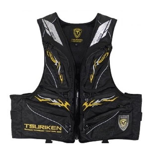 釣研 ライフジャケット フローティングベストTV251 ブラック/シルバー L