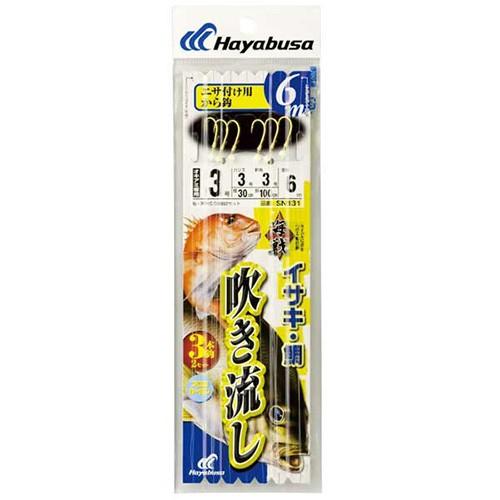 【ネコポス対象品】ハヤブサ　ＳＮ１３１海戦吹流しカラ鈎６ｍ３本　４ 仕掛け