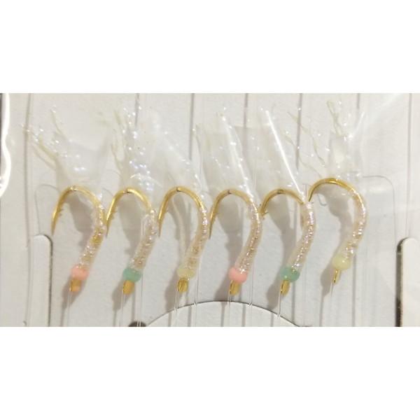 ハヤブサ 仕掛け 必殺中ムロサビキ 6本針 1組入 8号 ケイムラ