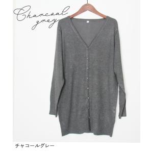 即納 カーディガン ロング丈 レディース Vネ...の詳細画像3