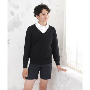 即納 スクールセーター ウール混 洗える 紺 ...の詳細画像2