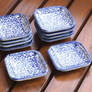 豆皿 10枚セット /8cm/ 陶器 醤油皿 和食器 和風 染付柄 器 小皿