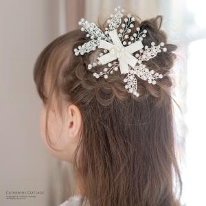 送料無料 パール＆ビジューのフローラルヘアクリップラインストーン リボンヘッドドレス アクセサリー ヘアアクセサリー TAKキャサリンコテージ｜catherine