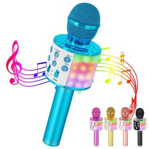Verkstar カラオケマイク Bluetooth マイク ワイヤレス karaoke 録音可能 無線マイク 多彩LEDライト付き エコー｜cathy-life-store