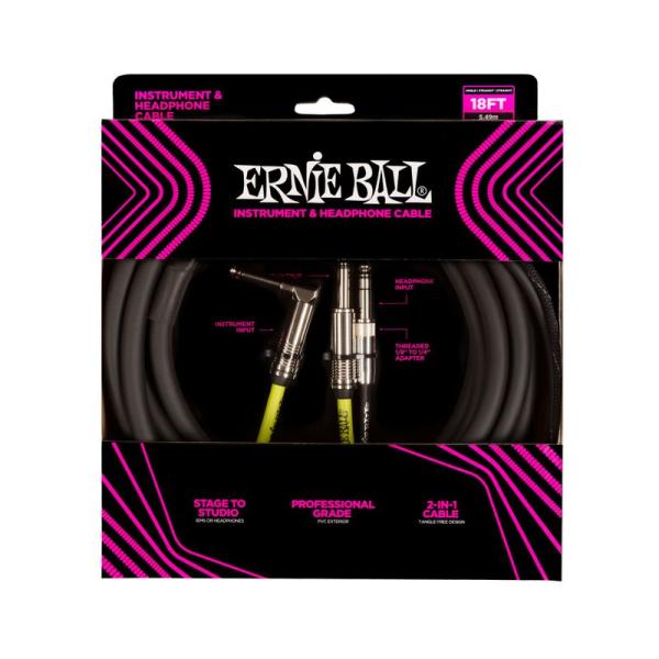 正規品 ERNIE BALL 6411 楽器&amp;ヘッドフォン用 ケーブル 18フィート INSTRUM...