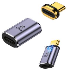fine-R USB-C マグネット 式 変換 アダプター USB4 TYPE-C ストレート 型 (他種あります) USB4.0 高速充電｜cathy-life-store