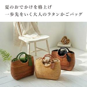 かごバッグ 本革 ラタン 和装 巾着 浴衣 ハ...の詳細画像1