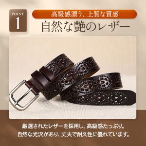 レザーベルト ブラウン レディース 革 おしゃ...の詳細画像2