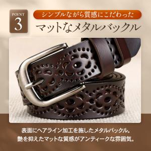レザーベルト ブラウン レディース 革 おしゃ...の詳細画像4