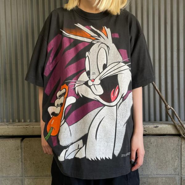 90年代 USA製 ルーニーテューンズ バックスバニー ビッグプリント キャラクタープリントTシャツ...